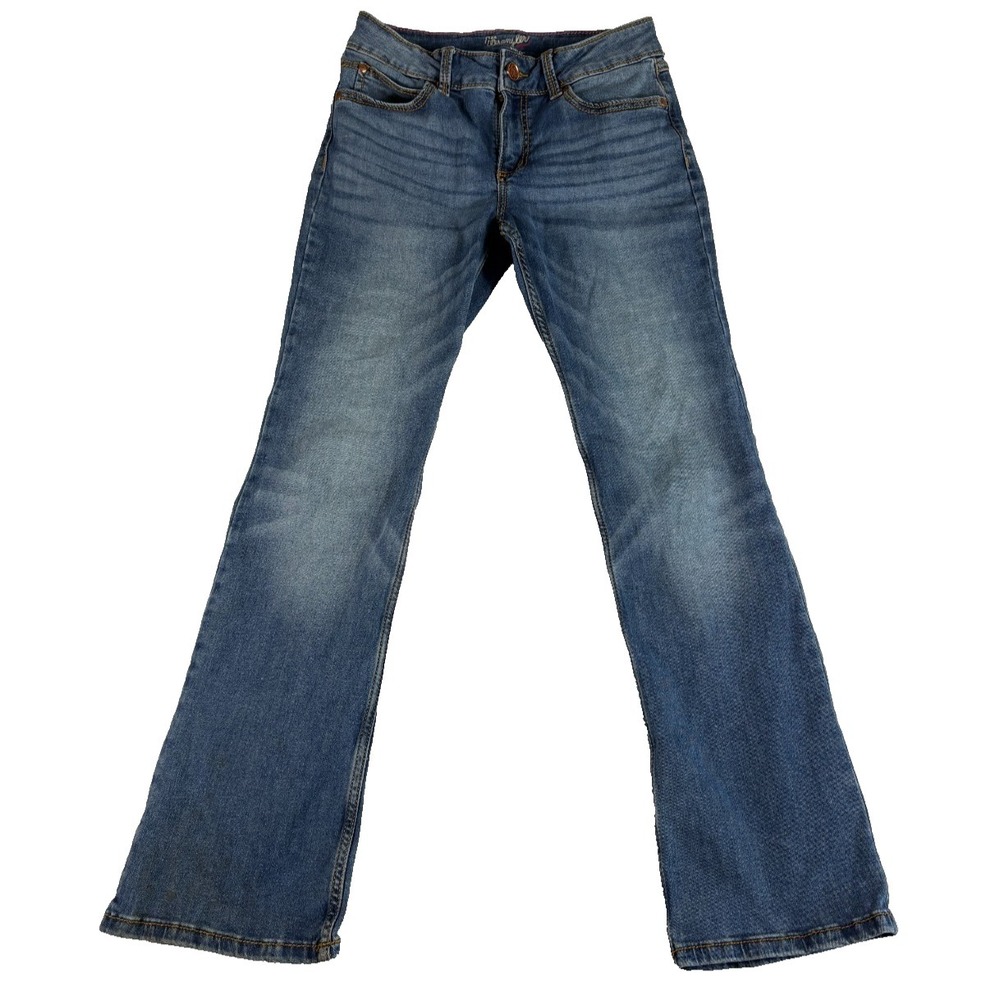 Wrangler Bootcut Jeans Womens 7x32 (28x29.5) Blue Denim Logo Stretch Medium Wash